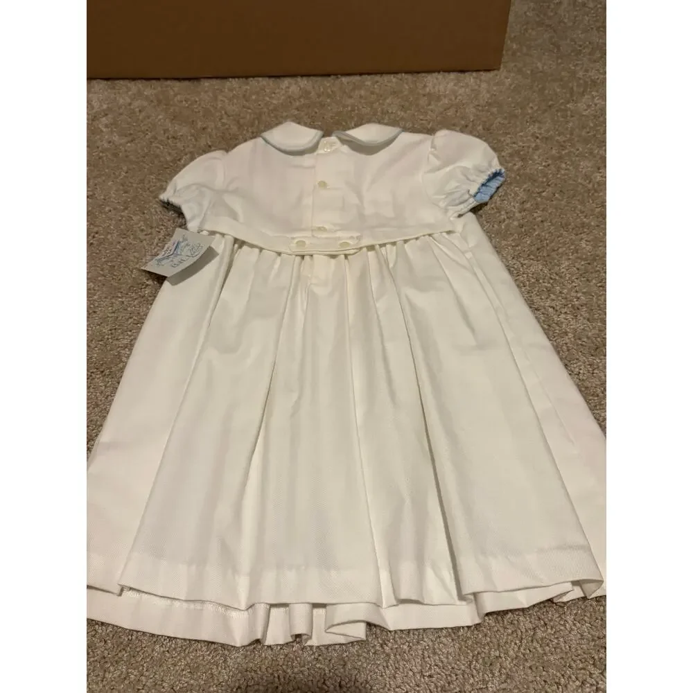 Luli & Me Heirloom White Smocked Dress Peter Pan Collar Size 24 Months